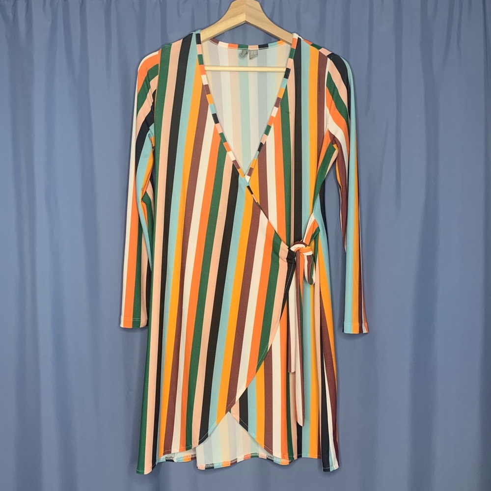 Asos Multicolor Striped Wrap Dress
